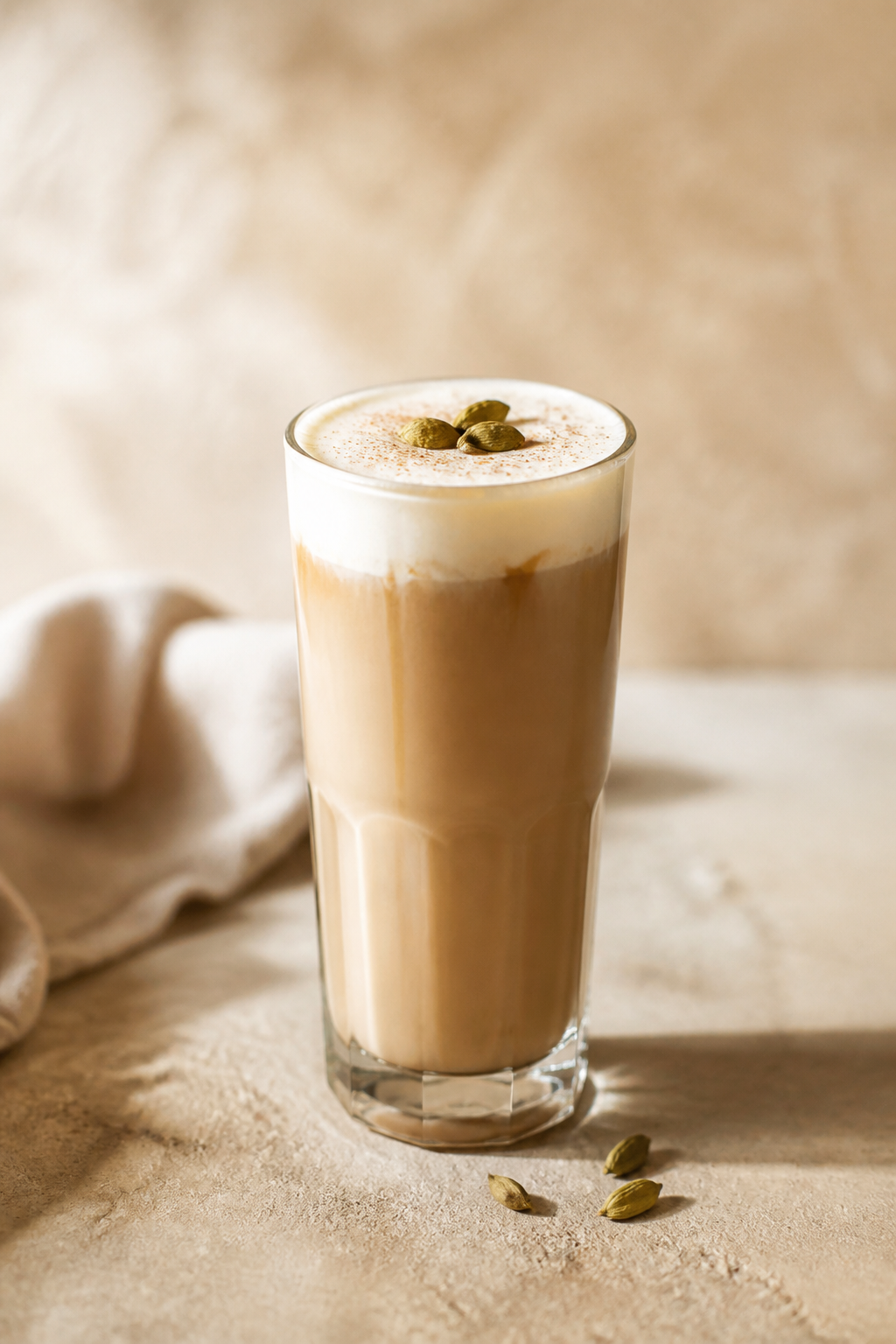 Cardamom Cream Coffee, warm coffee topped with silky cream and cardamom